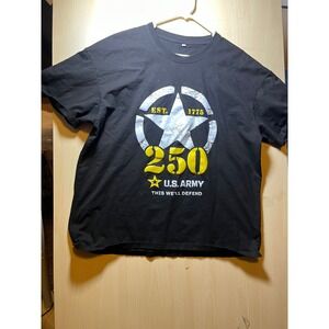US Army 250th Anniversary Black T Shirt 2XL EST 1775 This We'll‎ Defend